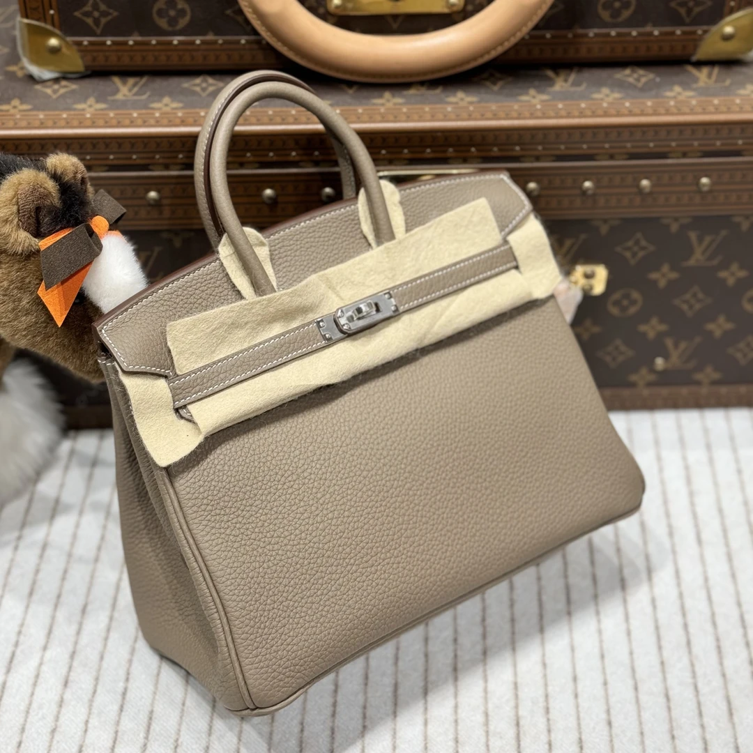 全新未使用 Hermes/爱马仕 昊哥/w刻大象灰银扣bk25包尾款链接）