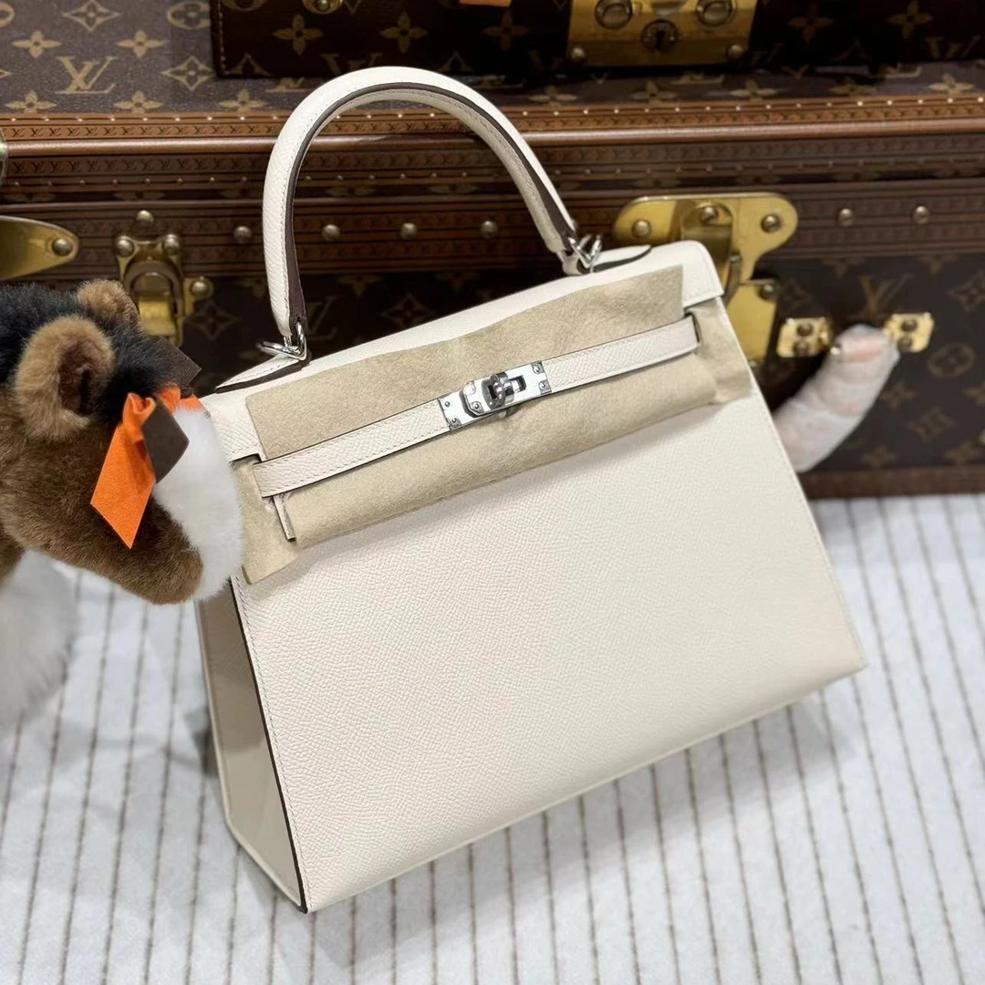 全新未使用 Hermes/爱马仕 lina/u刻/爱马仕奶油白kelly25包
