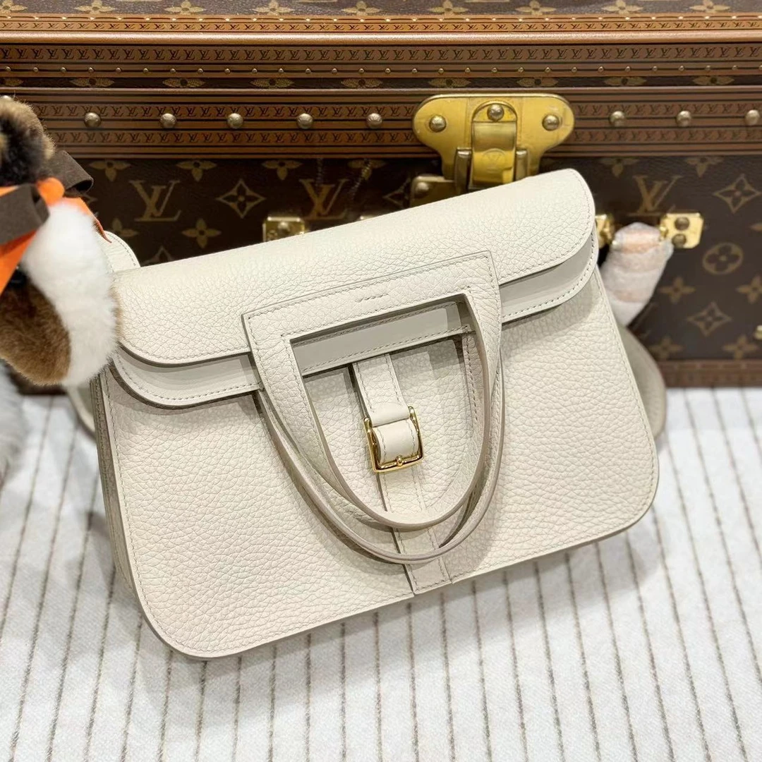 99新 Hermes/爱马仕 lina/u刻/冰川白halzan25包