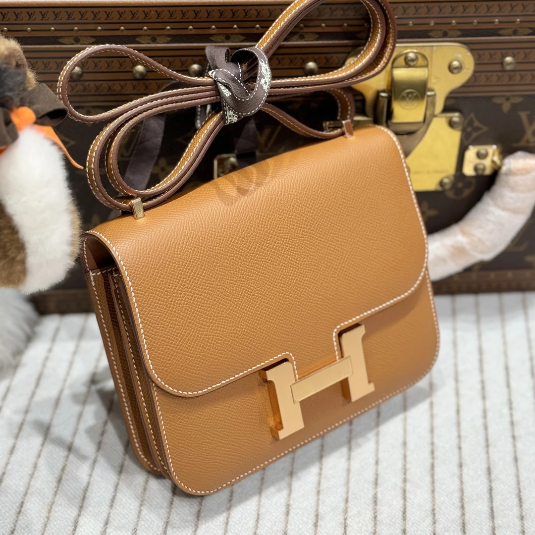 全新未使用 Hermes/爱马仕 昊哥/金棕玫瑰金康康19包/B刻带镜全套