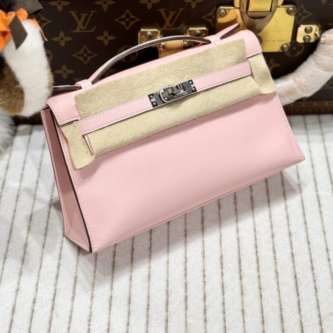 99新 Hermes/爱马仕 lina/d刻爱马仕樱花粉一代包