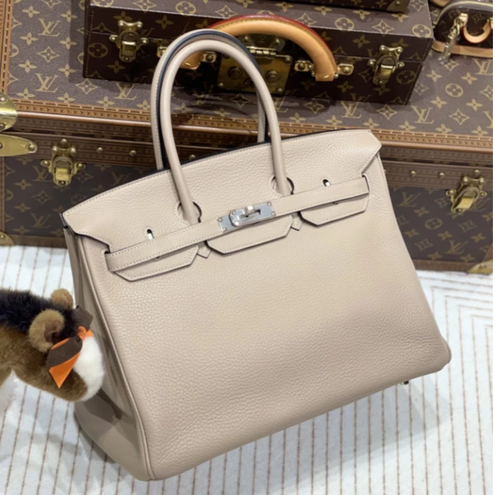 99新 Hermes/爱马仕 lina/爱马仕bk35钻石灰/框N 锁钥匙 尘袋