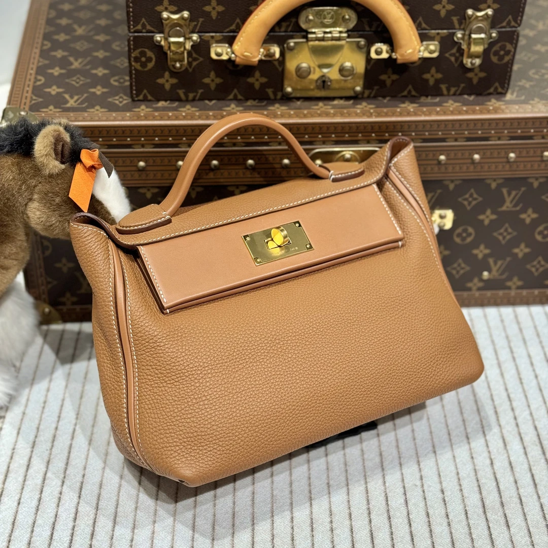 99新 Hermes/爱马仕 lina/y刻/爱马仕金棕2424小号包
