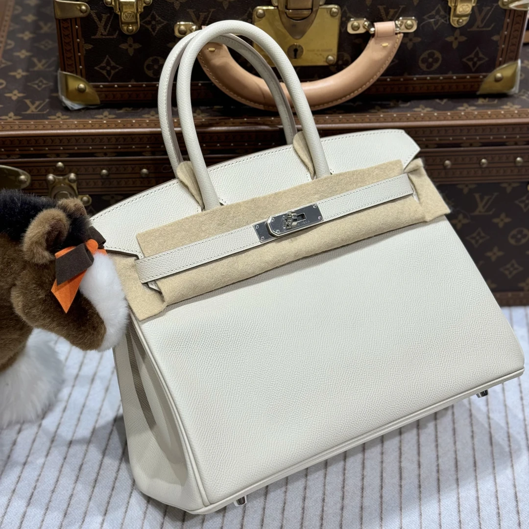 99新 Hermes/爱马仕 bk30奶昔白银扣ep皮a刻lina