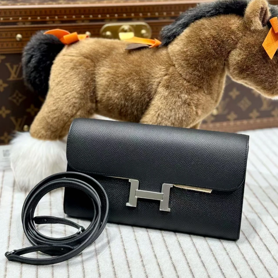 全新未使用 Hermes/爱马仕 昊哥/爱马仕康康togo黑银包/w刻全套
