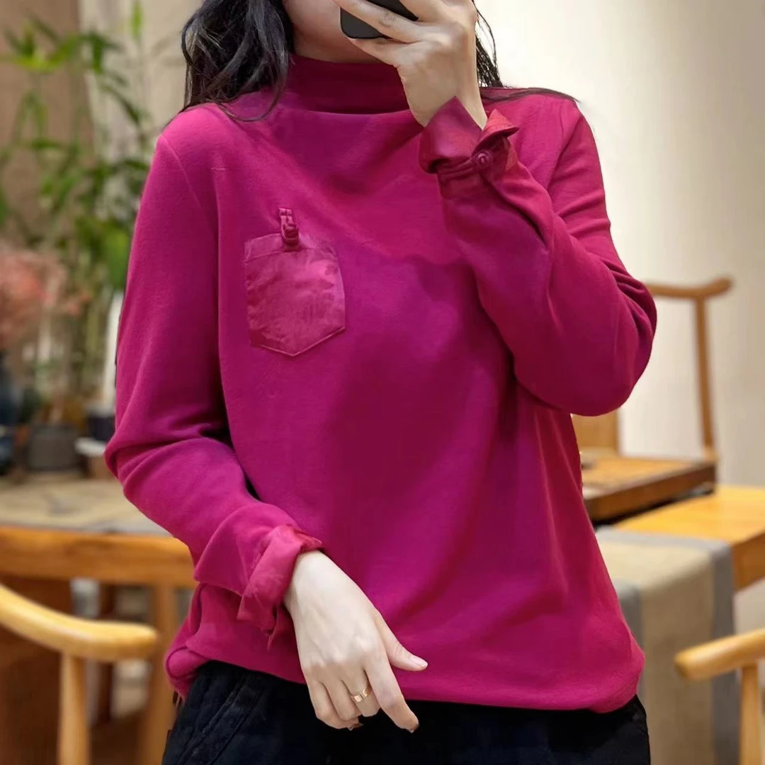 大宁女装 秋冬新品百搭长袖中式打底卫衣绒衫3DN102