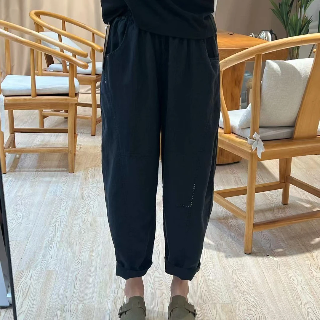 大宁女装 秋季新品亚麻休闲裤7105