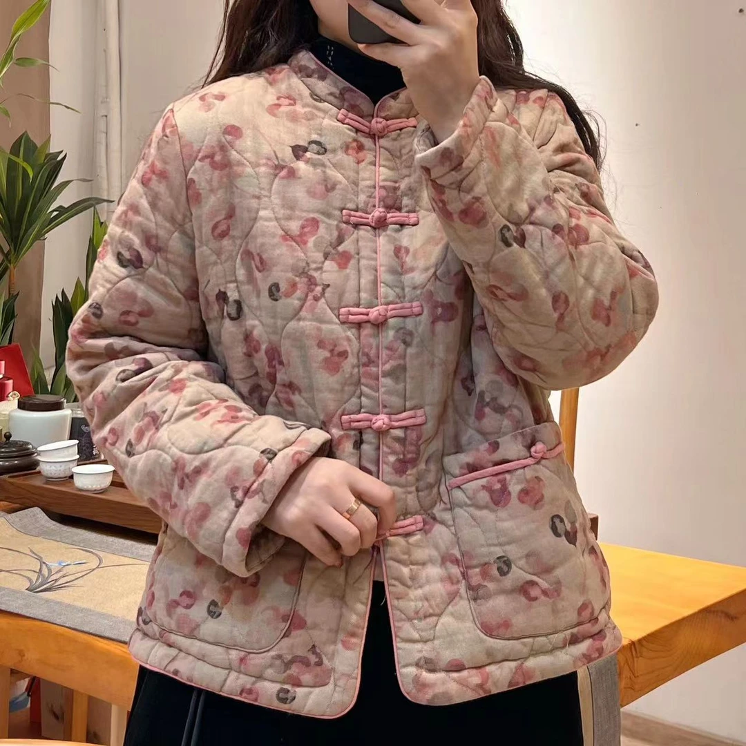 大宁女装 【粉黛佳人】秋冬新品百搭中式棉衣棉服7356