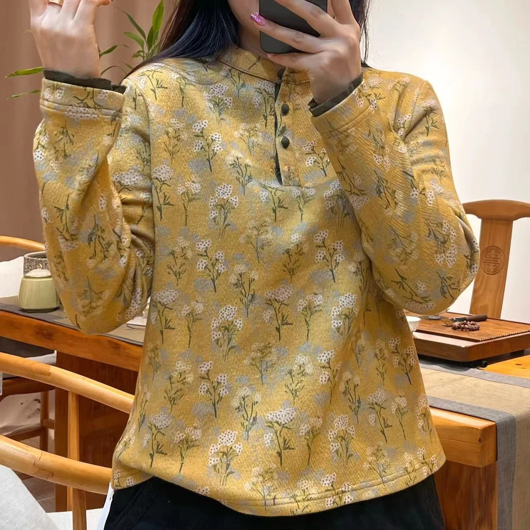 大宁女装  冬季新中式新款百搭休闲复古上衣3DN101