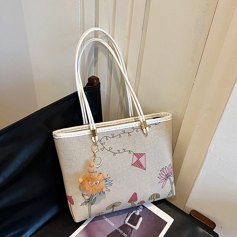 新款diy手工包印花时尚大包百搭通勤上班单肩女包洋气网红托特包