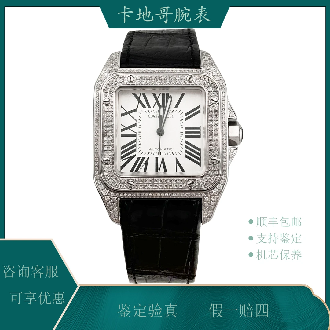 99新 Cartier/卡地亚 山度士系列 W20073X8 41×51男款 机械 单表