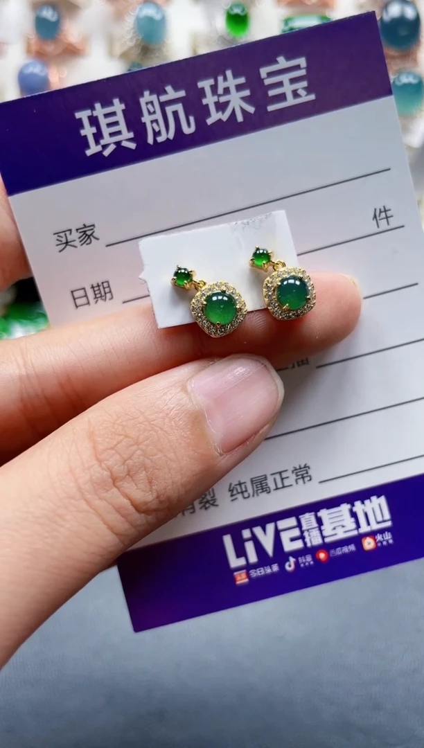 【闪购商品】翡翠耳饰银S925镶嵌573
