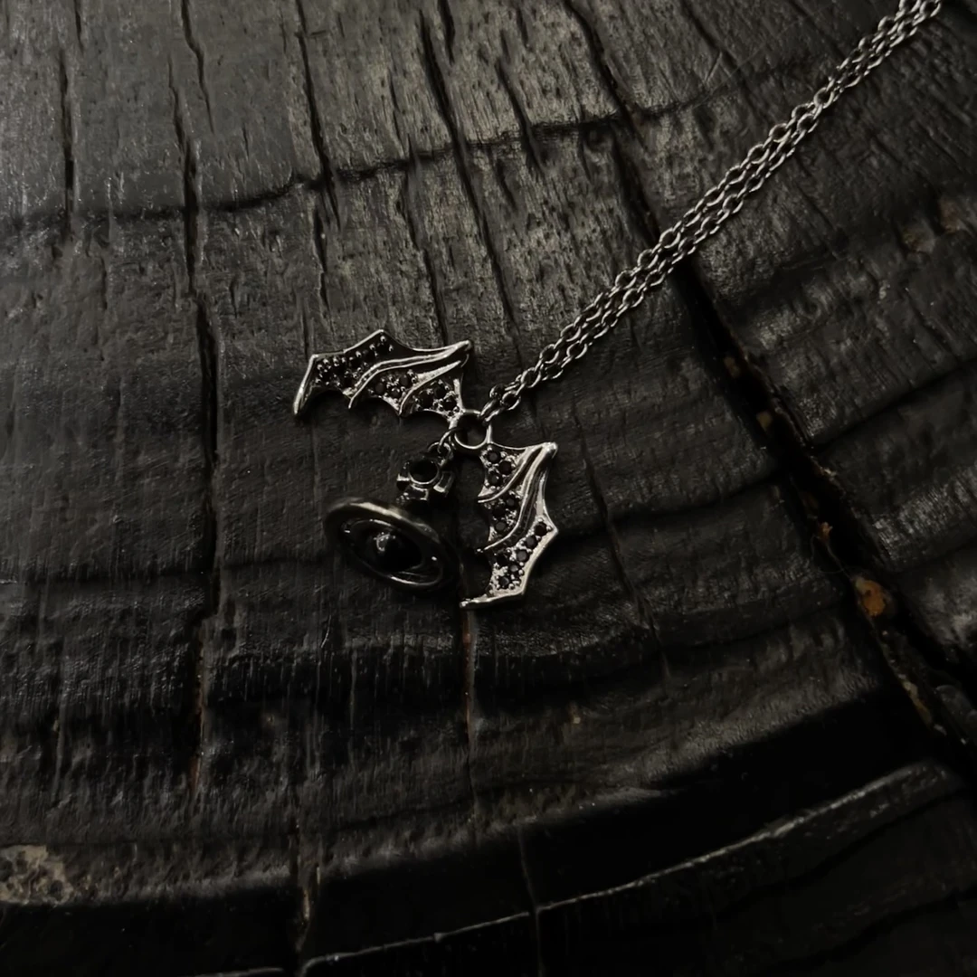 铜项链 W·Shop土星镶嵌枪黑暗黑恶魔翅膀项链