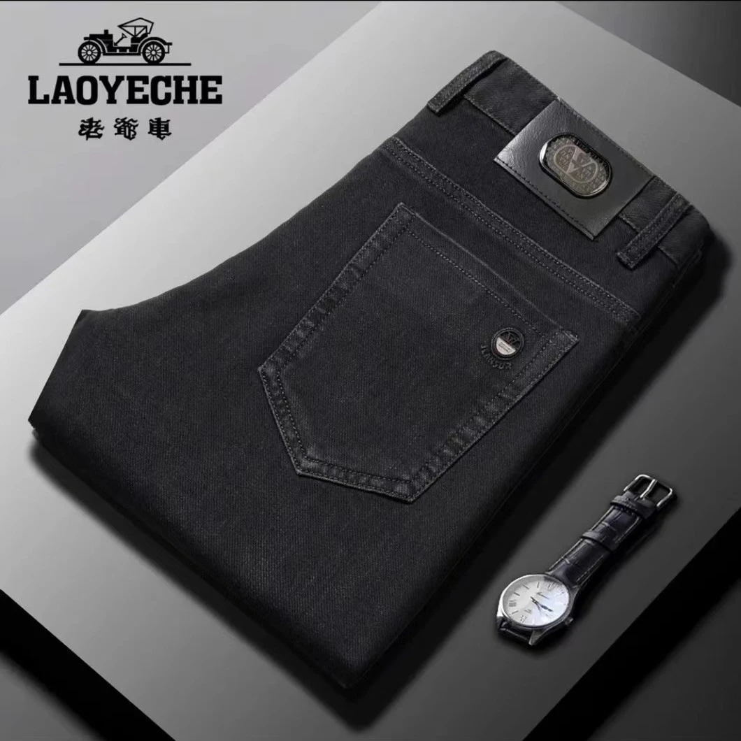 LAOYECHE/老爷车秋冬加厚中高腰直筒男士长裤弹力男裤休闲裤子