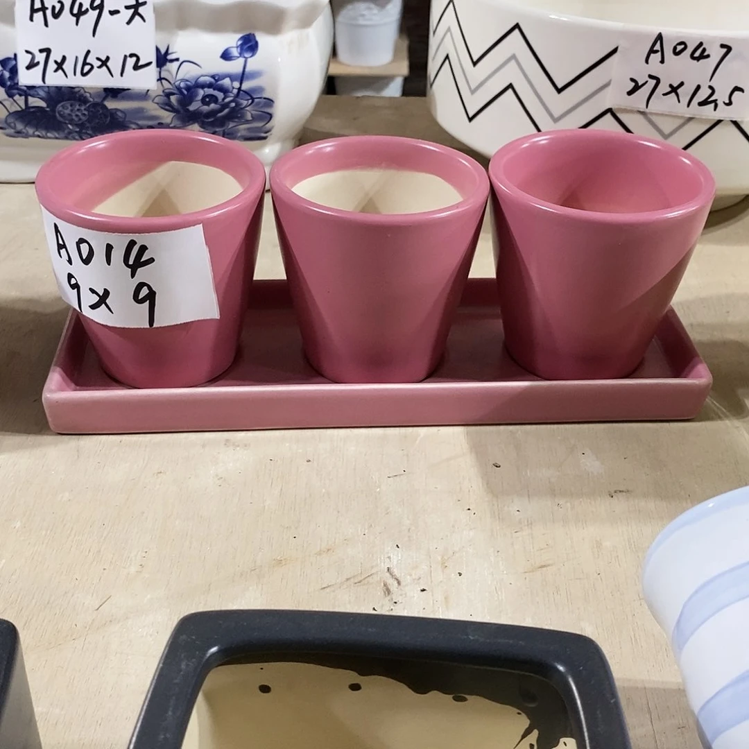 【闪购商品】陶瓷20CM（含）-50CM（不含）微瑕花盆AAA014-1粉