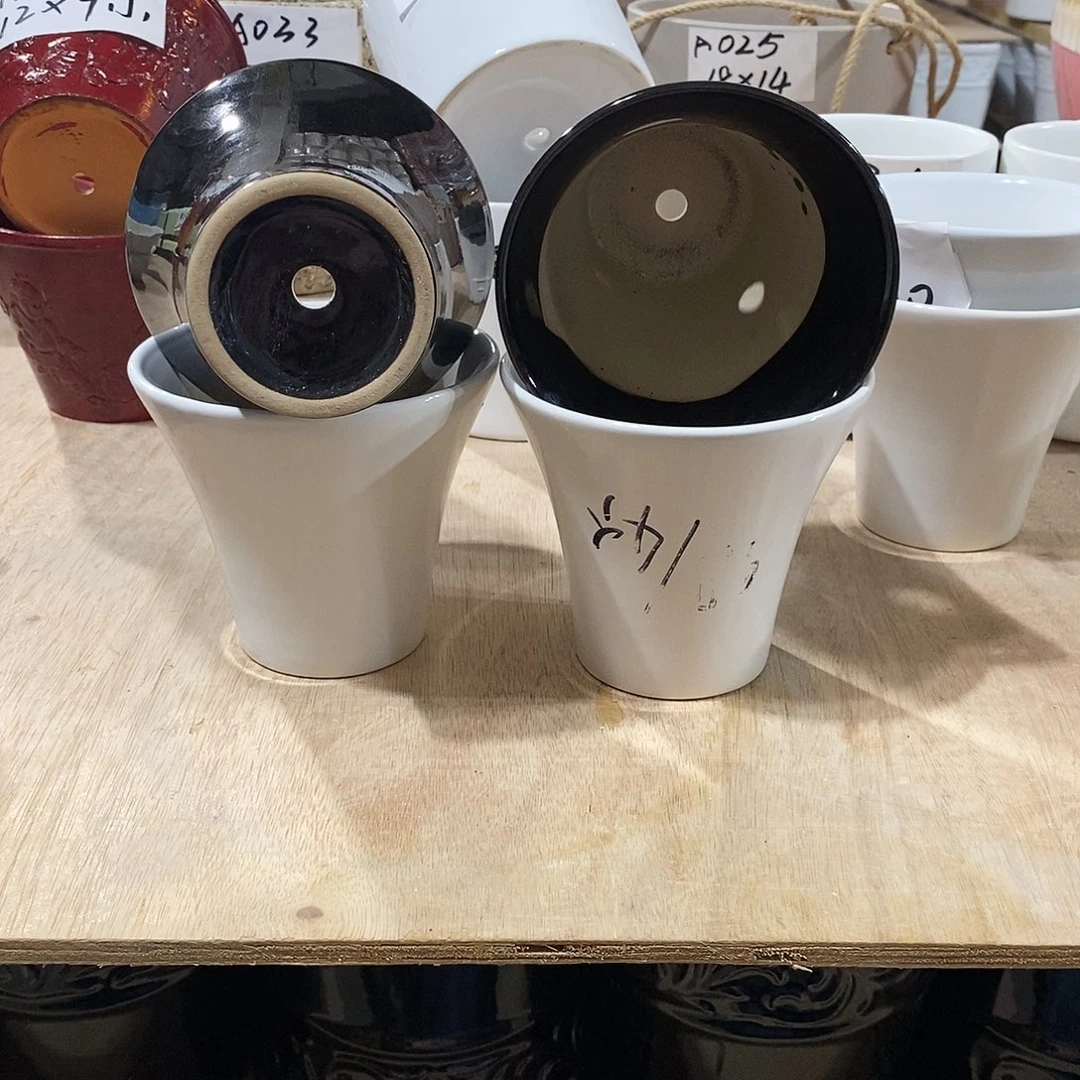 【闪购商品】陶瓷20CM（含）-50CM（不含）微瑕花盆AAA001-2黑色+2白色