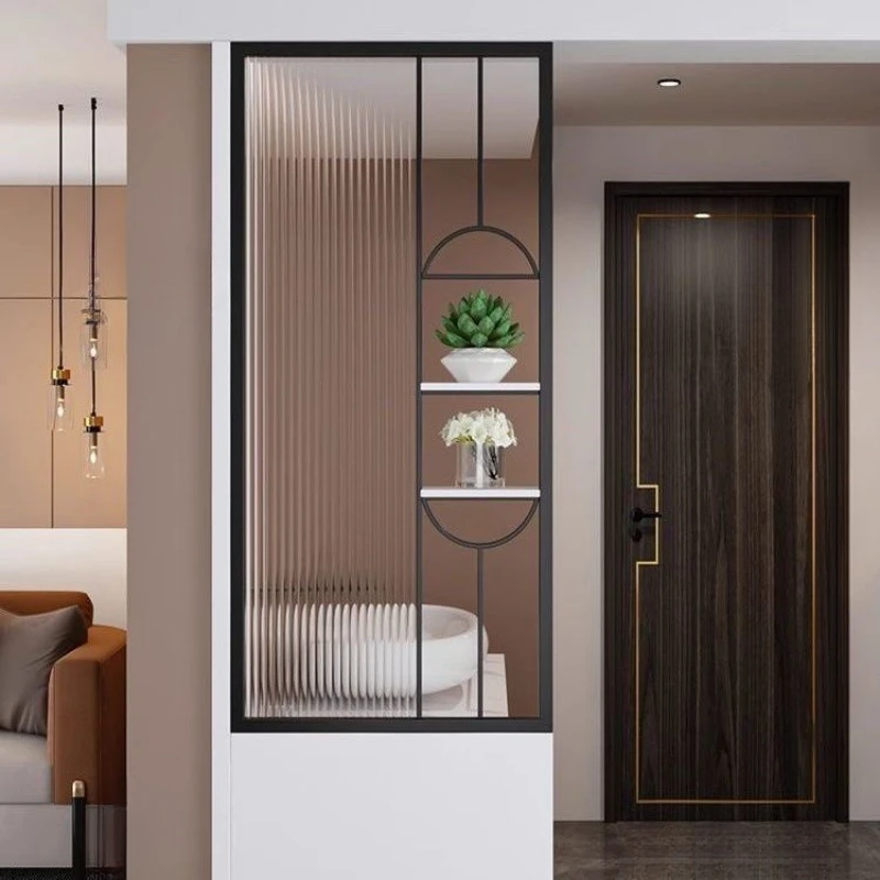 卫生间半墙家用多层置物架长虹玻璃屏风干湿区洗漱台置物隔断屏风