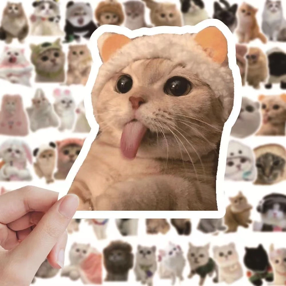 60张ins风可爱猫咪小狗贴纸萌宠动物猫猫装饰手机ipad防溅水贴画
