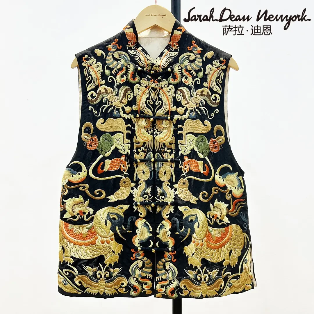 【萨拉迪恩】桑蚕丝马夹重工刺绣新中式高端大气无袖国风时尚设计感