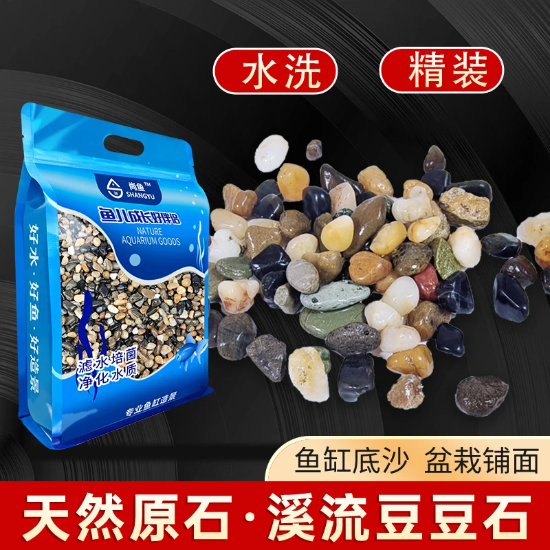 天然原生鹅卵石溪流石豆石鱼缸铺底砂水族造景装饰过滤雨花石子