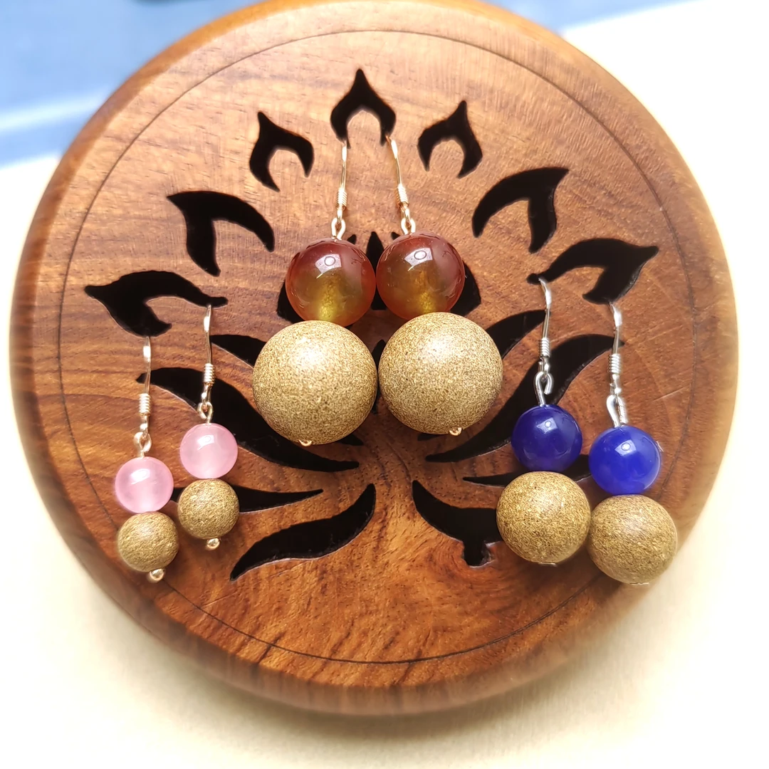 彩香珠耳挂 随身熏香饰品天然香耳环花香