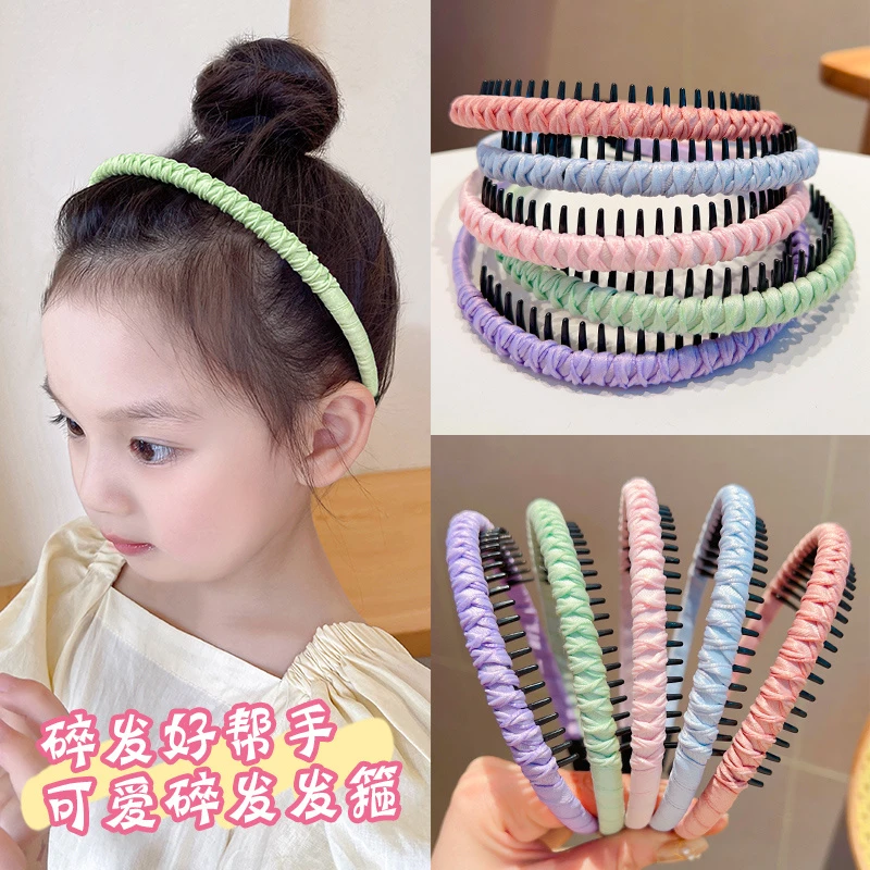 儿童褶皱发箍碎发整理发卡头饰女孩带齿防滑头箍女童压发发捆