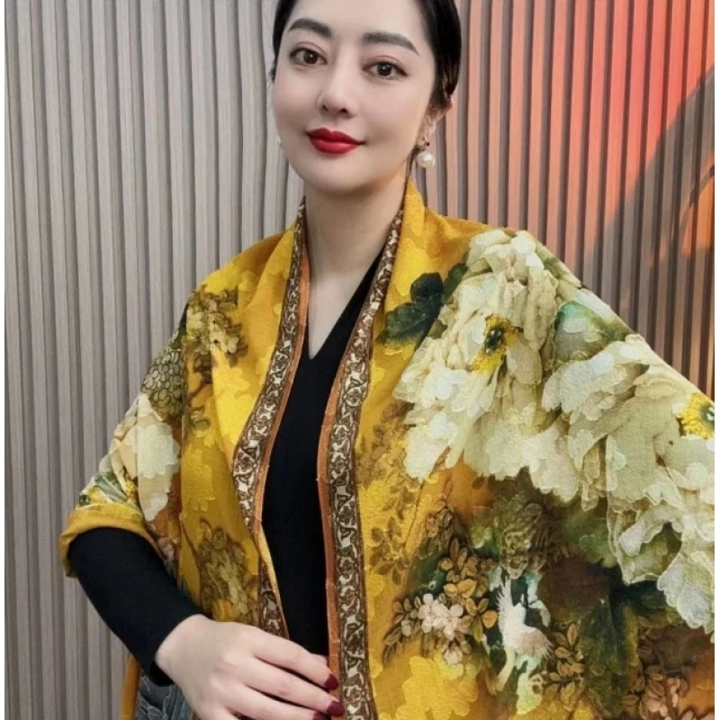 Q1 (富贵牡丹)   长巾围巾披肩180*70左右