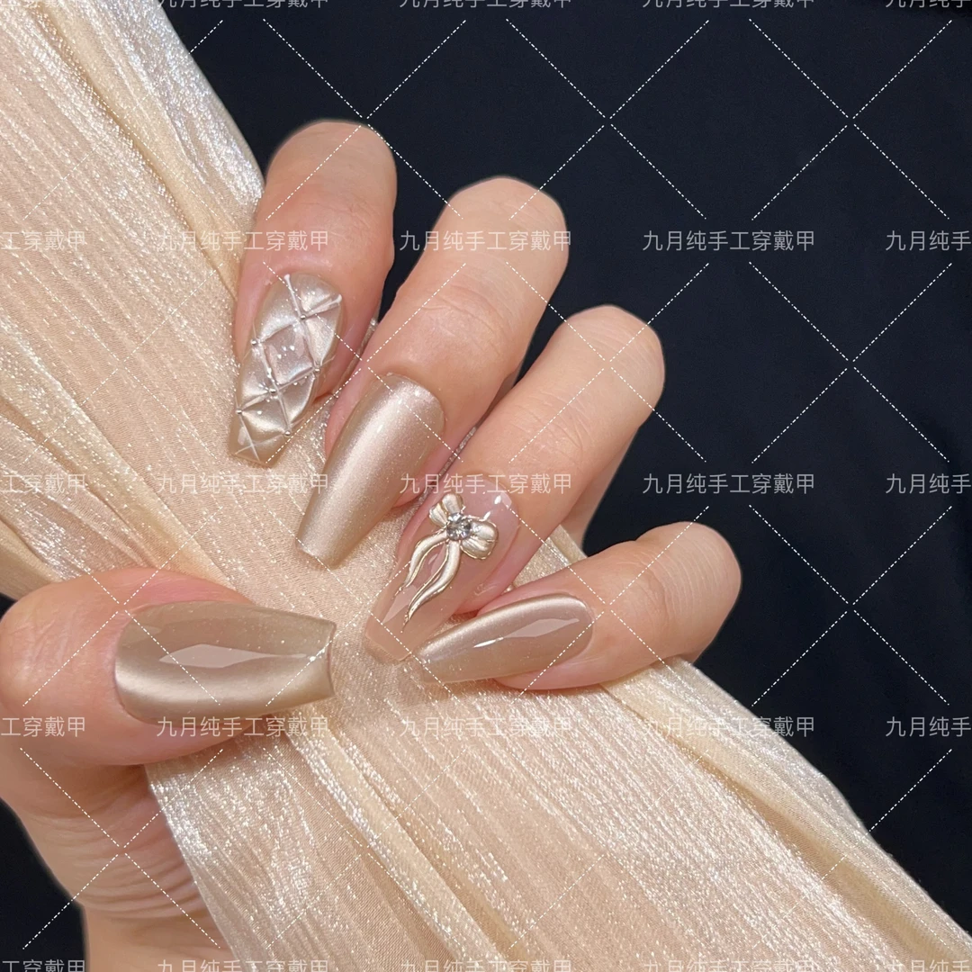 【芊芊月色】纯手工精品穿戴甲可拆卸美甲贴片手绘气质显白美甲