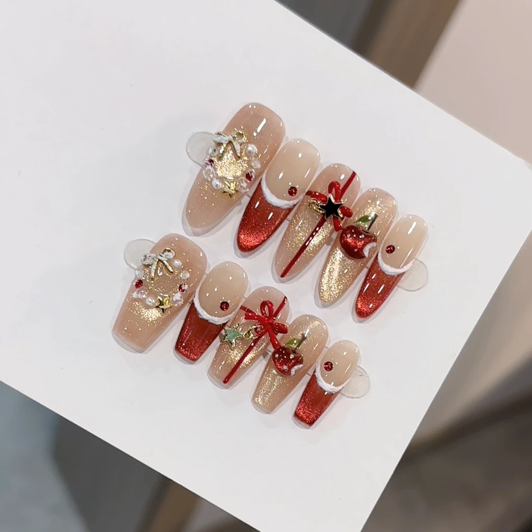 【咬口苹果】纯手工精品穿戴甲可拆卸美甲贴片气质显白美甲