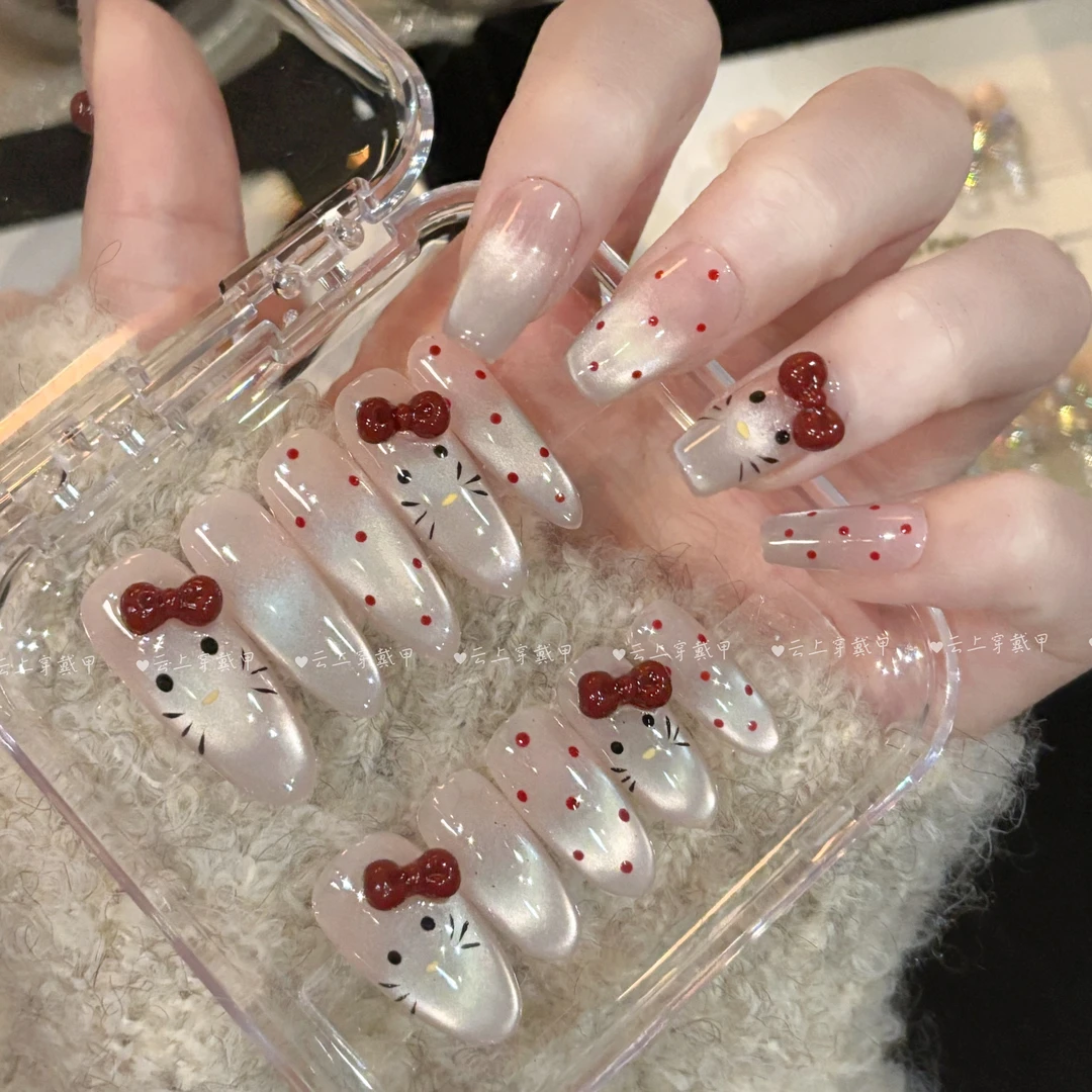 【KT猫】纯手工精品穿戴甲可拆卸美甲贴片气质显白美甲