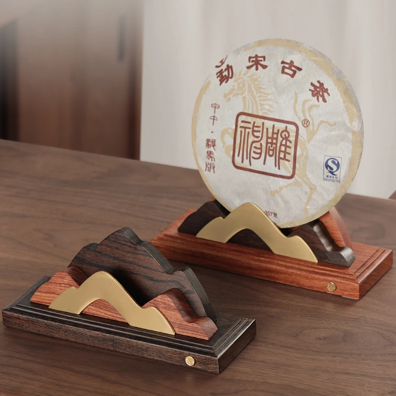 致细实木普洱茶饼架白茶架子茶架配件展示架茶道中式摆件定制LOGO