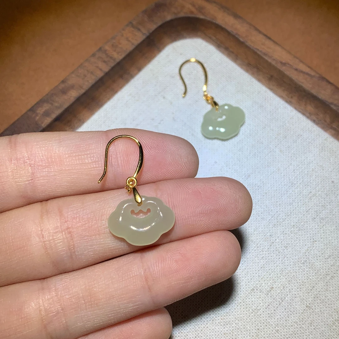 【玉道侠侣】和田玉晴水如意耳坠