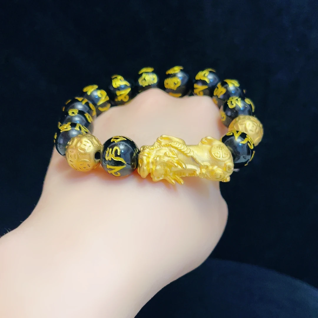 合金手链 合金 时尚款六字真言貔貅手串