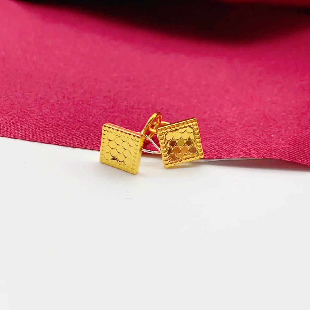 【木韵阁】足金999 黄金5G鱼鳞方牌耳钩时尚百搭经典 2.54