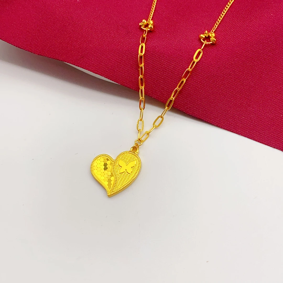 【木韵阁】足金9995G鱼鳞爱心套链精美大气项链 5.27