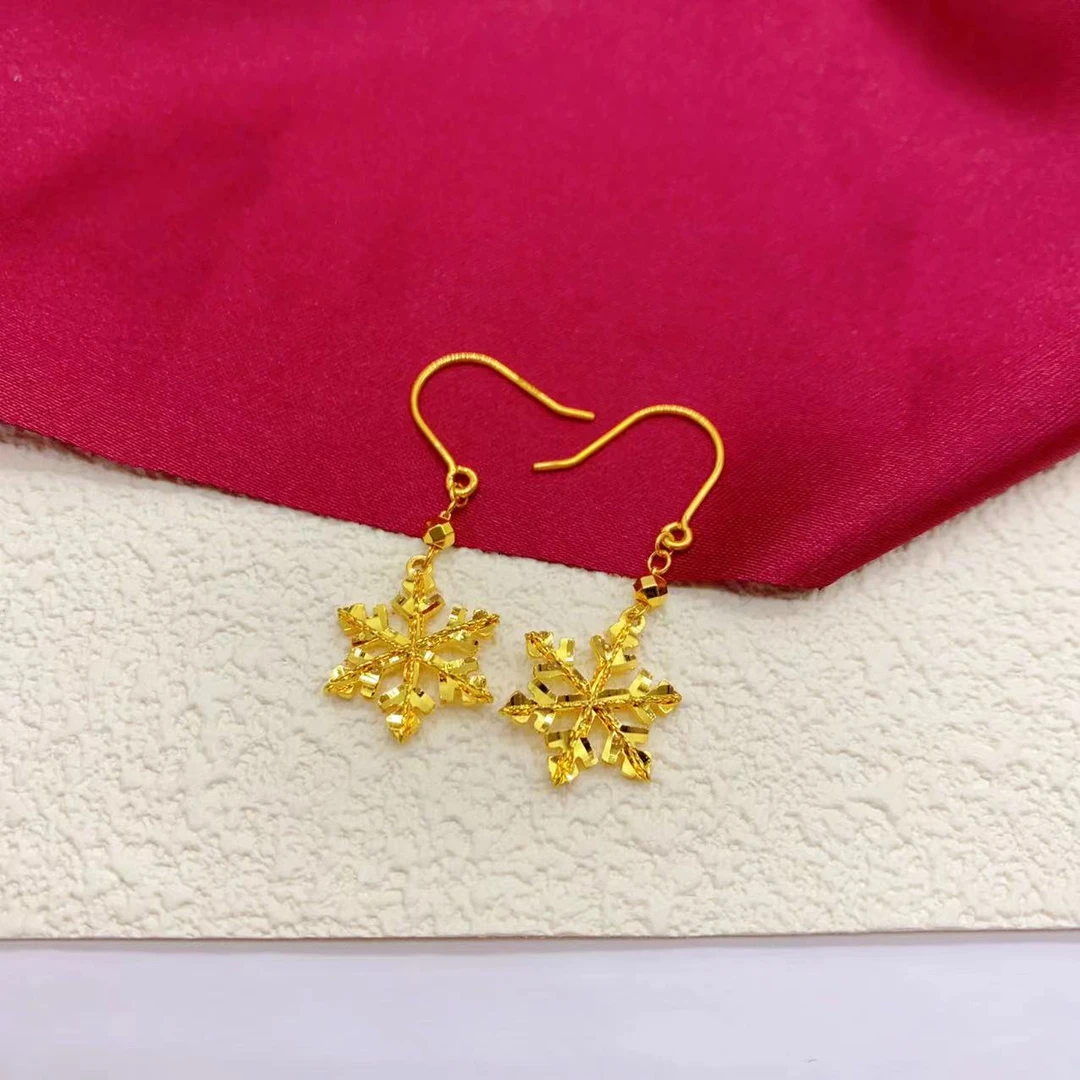 【木韵阁】足金999 黄金5G雪花耳钩时尚百搭精美大气 3.76