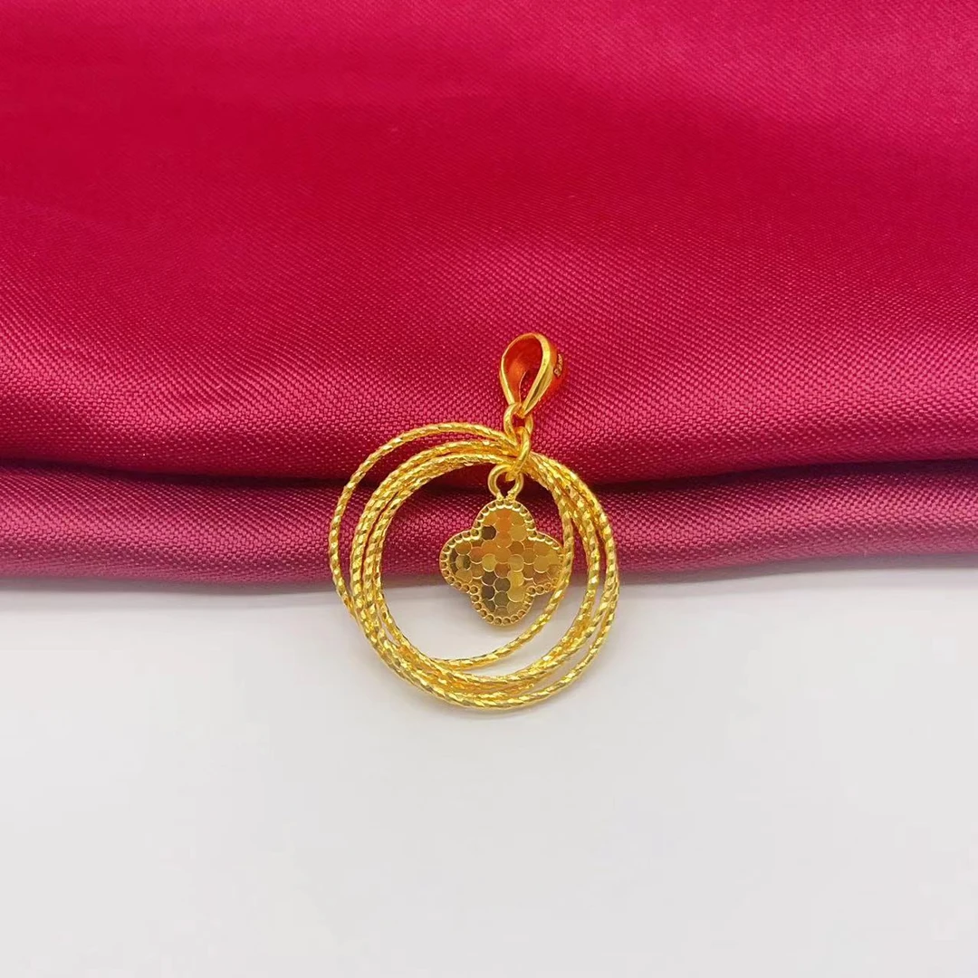 【木韵阁】足金999 5G黄金拉丝四叶草吊坠时尚百搭精致经典 2.18