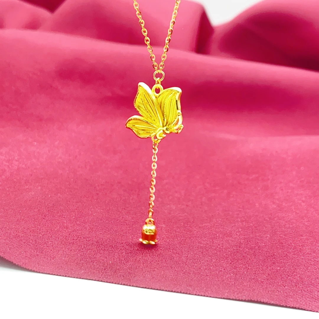 【木韵阁】足金9995G黄金蝴蝶翅膀提溜套链精美大气项链 5.35