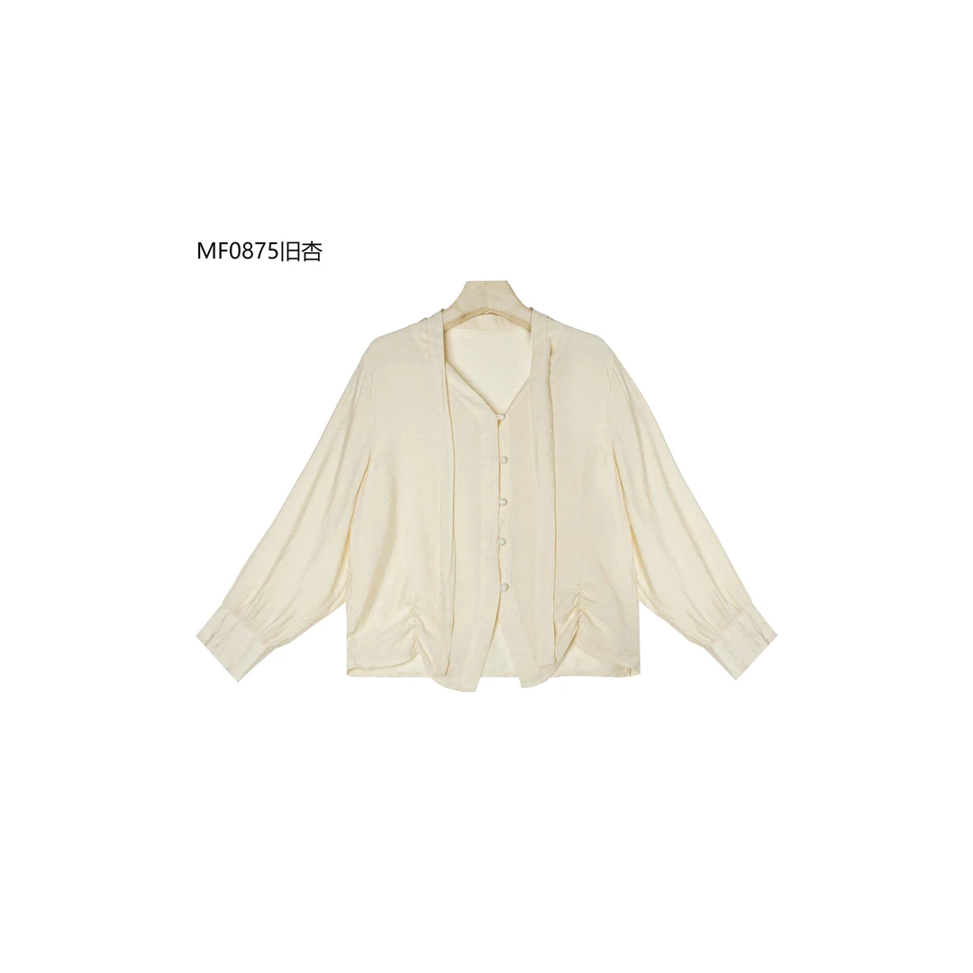 【麻訪家】MF0875旧杏文艺简约设计感休闲百搭开衫上衣