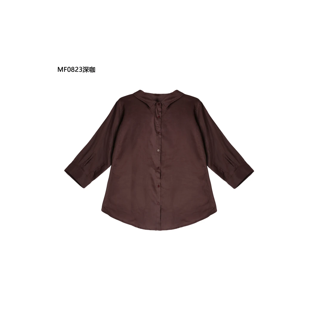 【麻訪家】MF0823深咖文艺简约宽松休闲百搭开衫上衣