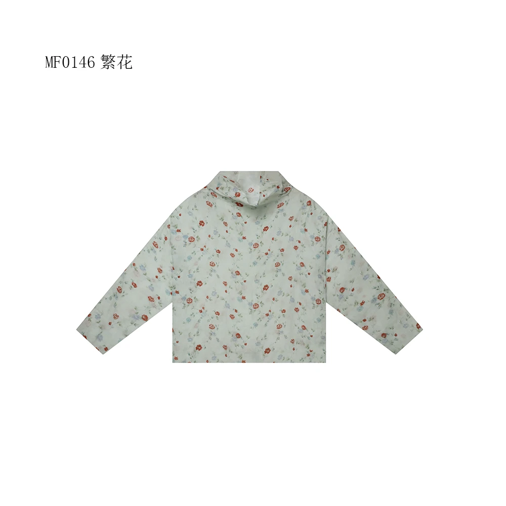 【麻訪家】MF0146繁花文艺印花宽松百搭长袖堆堆领上衣
