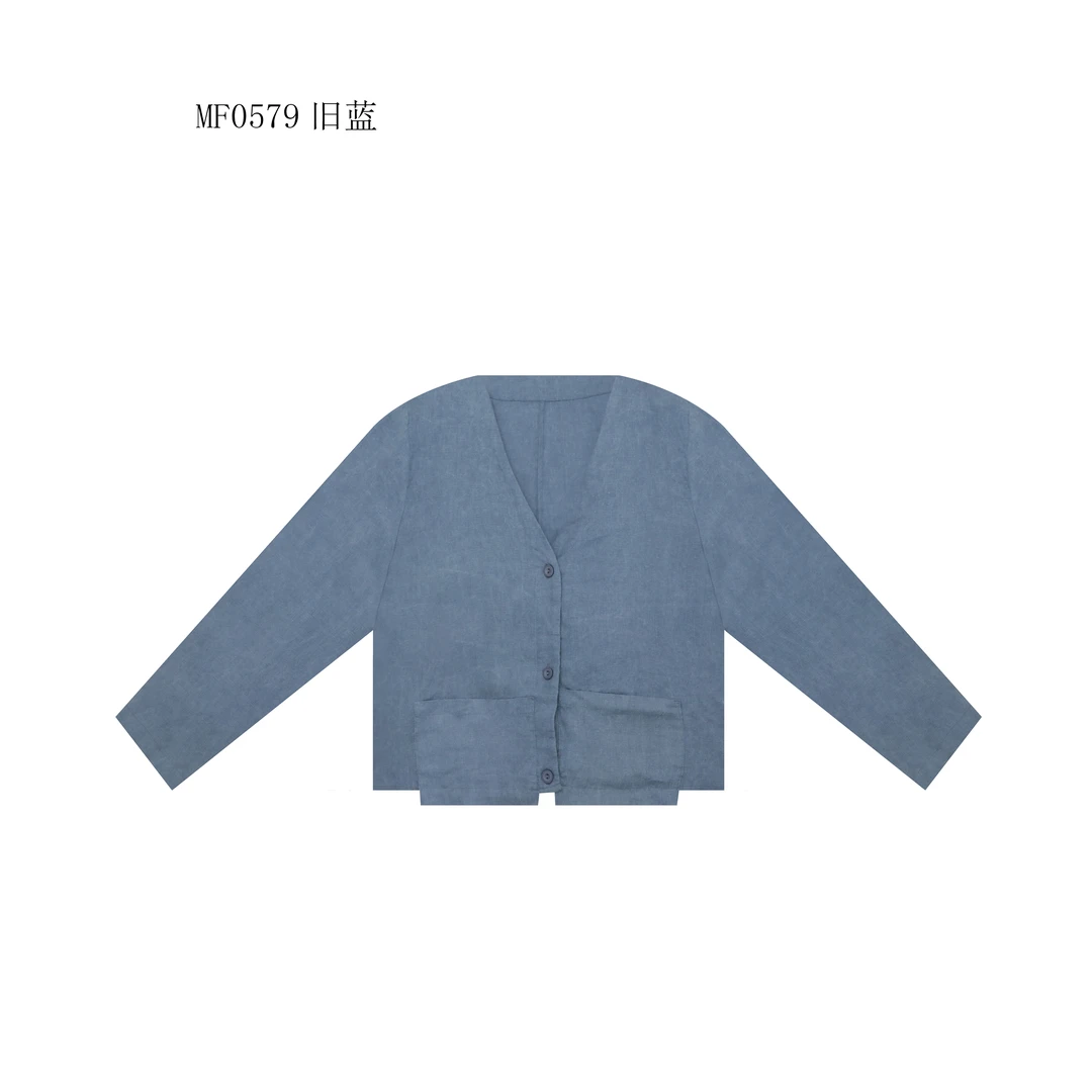 【麻訪家】MF0579旧蓝春秋复古文艺时尚气质宽松百搭外套