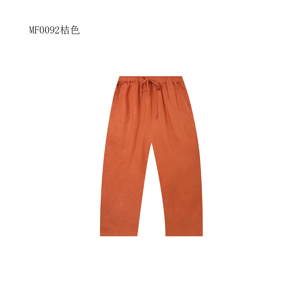 【麻訪家】MF0092桔色复古文艺时尚松紧腰百搭显瘦休闲哈伦裤
