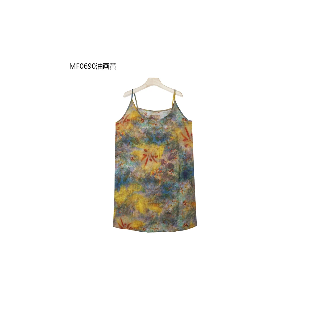 【麻訪家】MF0690油画黄文艺复古舒适百搭苎麻中长款吊带