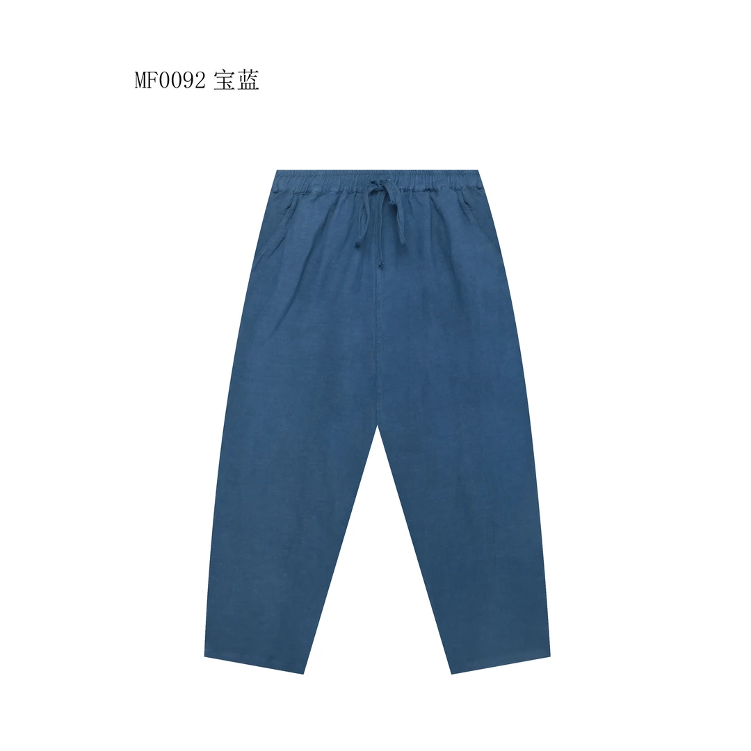 【麻訪家】MF0092宝蓝文艺复古宽松显瘦百搭休闲哈伦裤