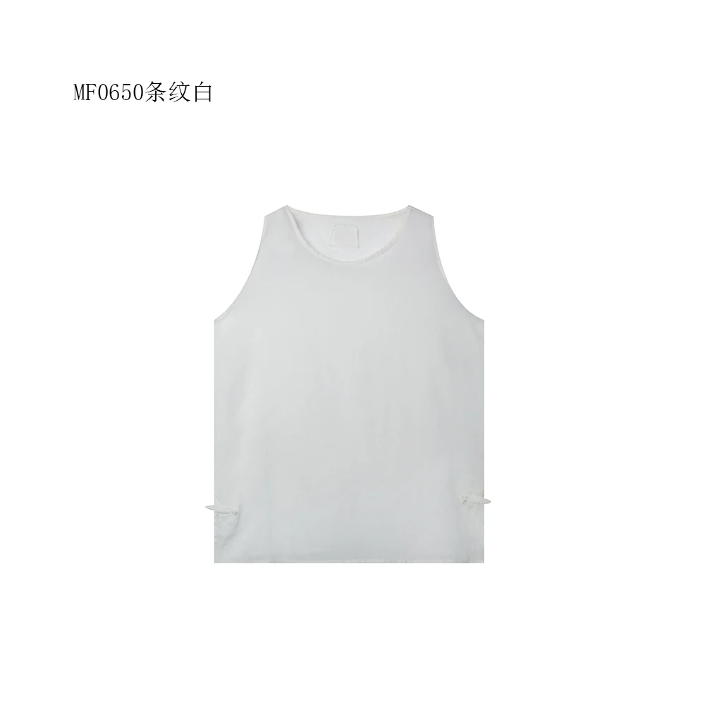 【麻訪家】MF0650条纹白文艺简约舒适宽松显瘦百搭背心