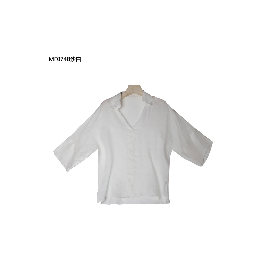 【麻訪家】MF0748沙白文艺设计感简约宽松百搭休闲上衣