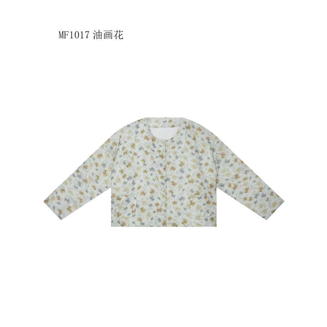 【麻訪家】MF1017油画花文艺印花复古宽松百搭棉服外套