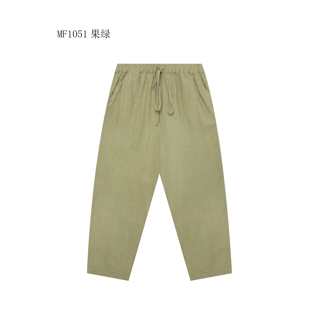 【麻訪家】MF1051果绿文艺复古宽松显瘦百搭休闲哈伦裤