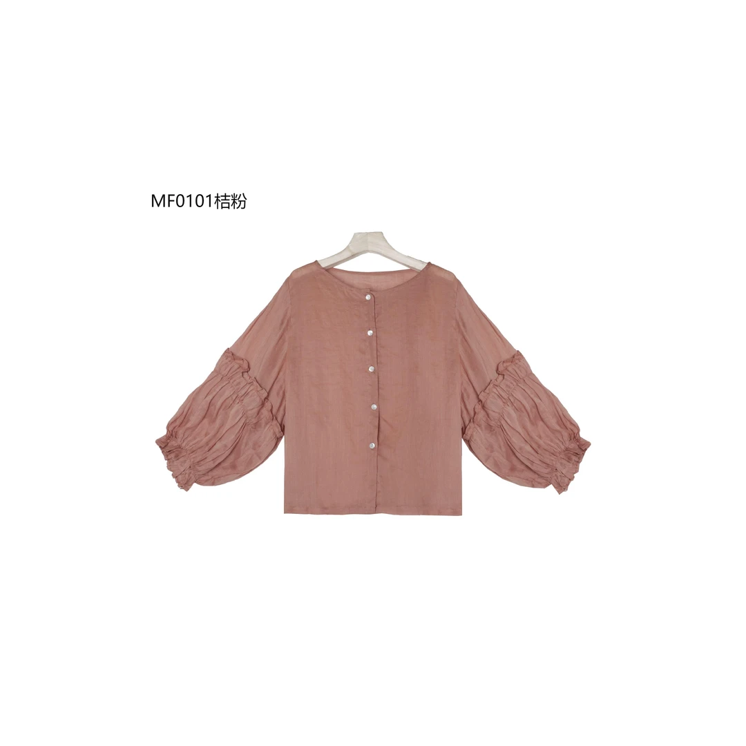 【麻訪家】MF0101桔粉复古文艺简约休闲宽松百搭开衫上衣